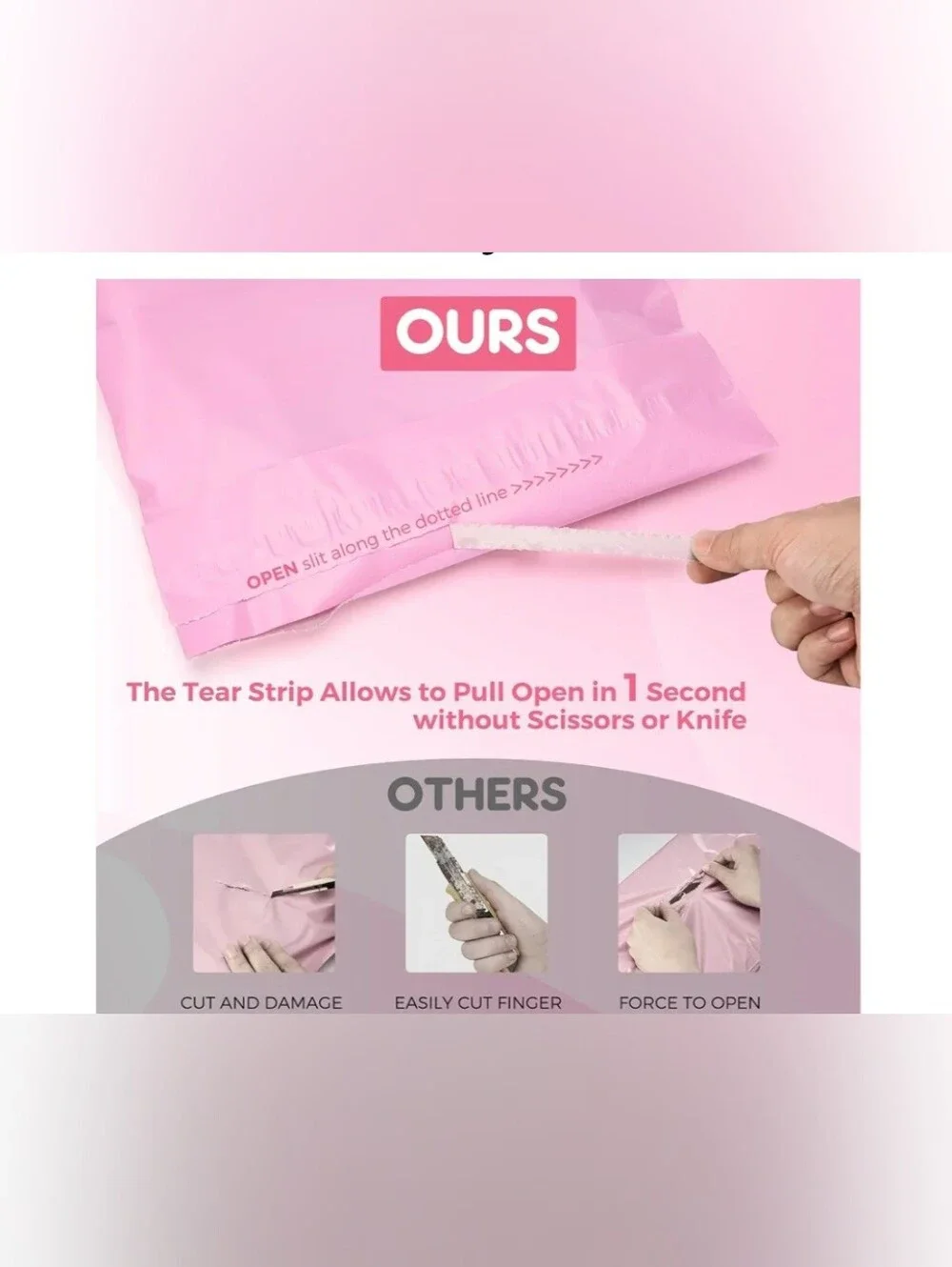 Poly Mailers 12x15.5 50ct Shipping Bags for Small Business PINK Upgraded